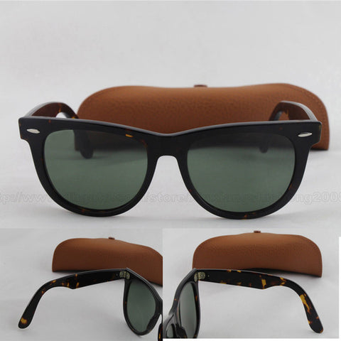 2015 Classic Style Brand Sunglasses Best Quality Tortoise Hinge Metal Frame Green 54mm With Sun Glass Lens In Brown box